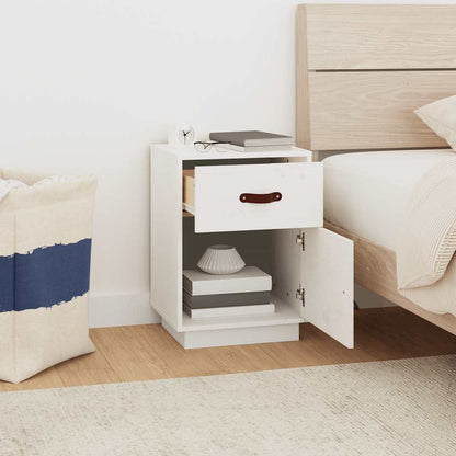 Sängbord 2 st vit 40x34x55 cm massiv furu