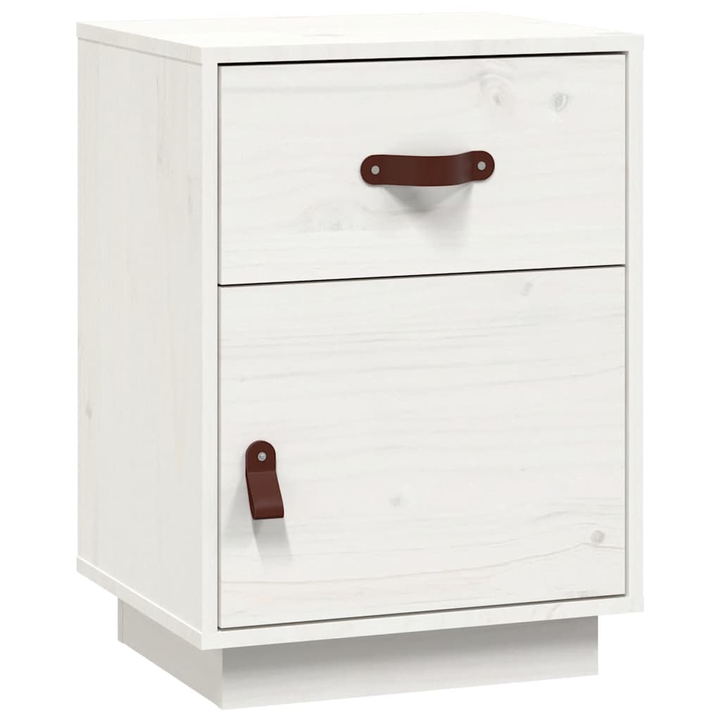 Sängbord 2 st vit 40x34x55 cm massiv furu