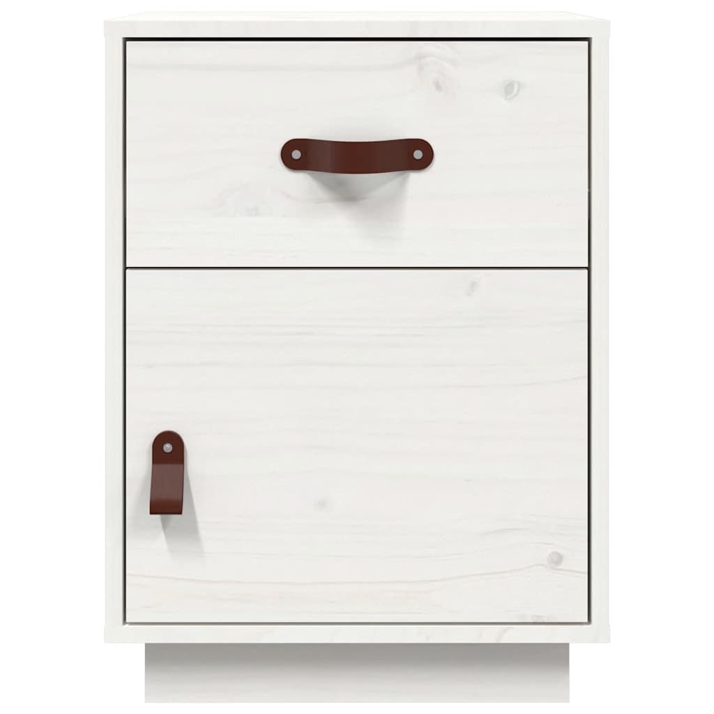 Sängbord 2 st vit 40x34x55 cm massiv furu