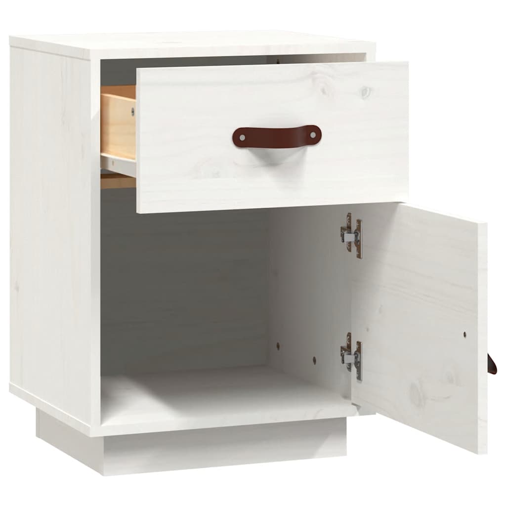 Sängbord 2 st vit 40x34x55 cm massiv furu