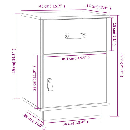 Sängbord 2 st honungsbrun 40x34x55 cm massiv furu
