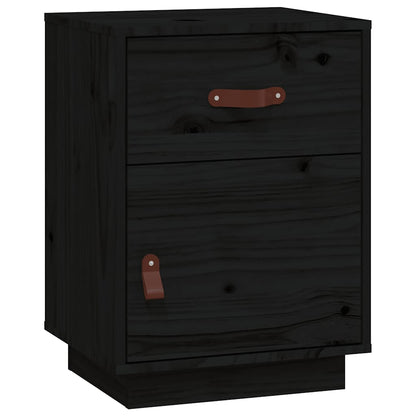 Sängbord 2 st svart 40x34x55 cm massiv furu
