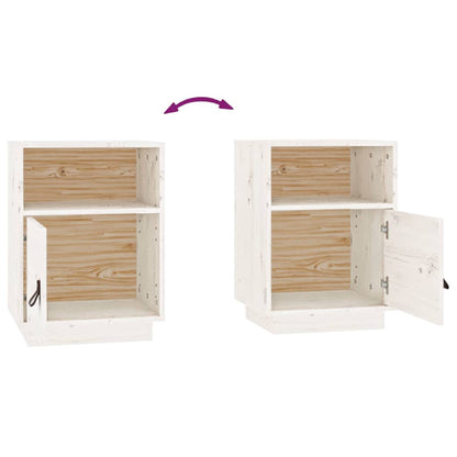 Sängbord 2 st vit 40x34x55 cm massiv furu