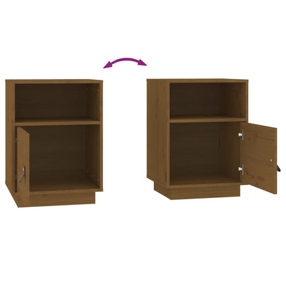 Sängbord 2 st honungsbrun 40x34x55 cm massiv furu