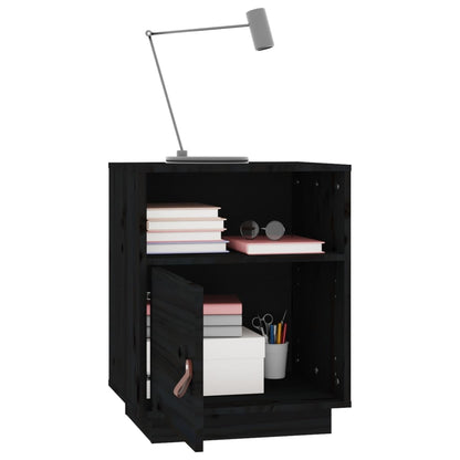 Sängbord 2 st svart 40x34x55 cm massiv furu