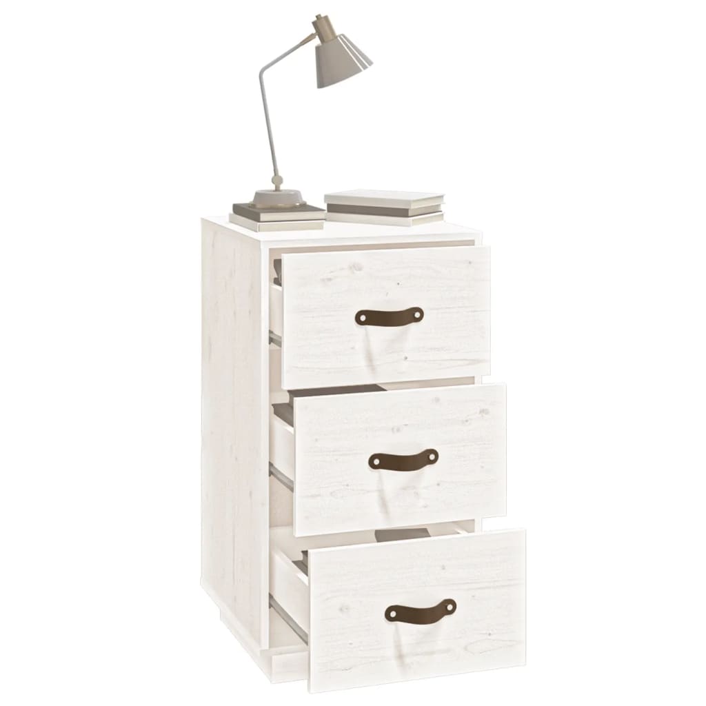 Sängbord Nattduksbord Vit 40x40x75 cm massivt furuträ