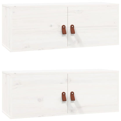 Väggskåp 2 st vit 80x30x30 cm massiv furu