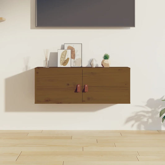 Väggskåp honungsbrun 80x30x30 cm massiv furu