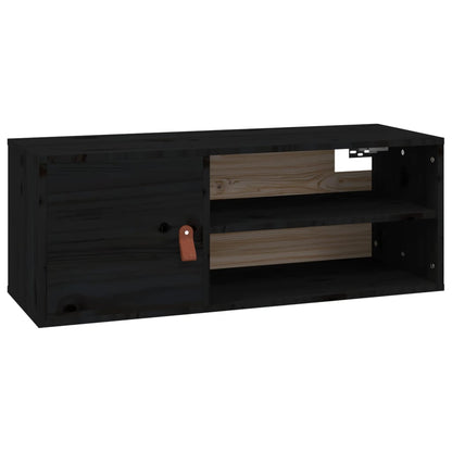 Väggskåp svart 80x30x30 cm massiv furu