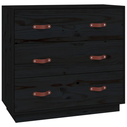 Byrå Svart 80x40x75 cm massiv furu