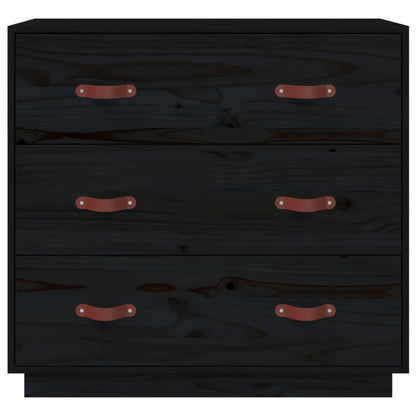 Byrå Svart 80x40x75 cm massiv furu