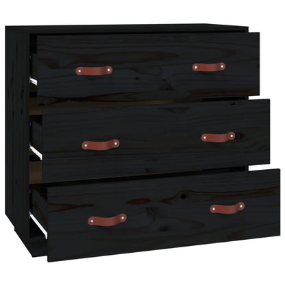 Byrå Svart 80x40x75 cm massiv furu