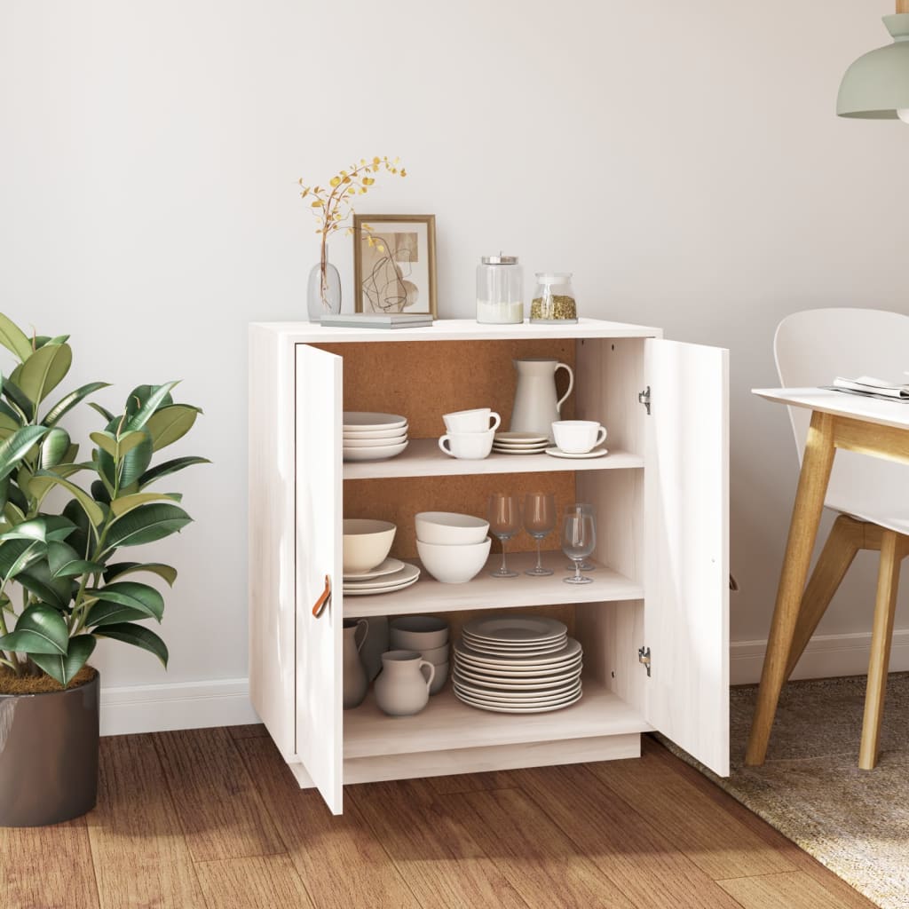 Skänk Vit 65,5x40x75 cm massiv furu