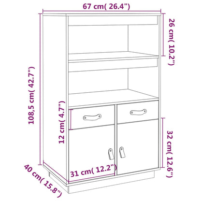 Skåp Vit 34x40x108,5 cm massiv furu