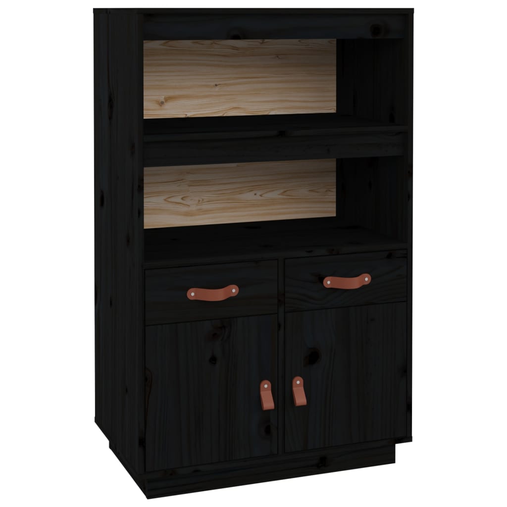 Skåp Svart 67x40x108,5 cm massiv furu