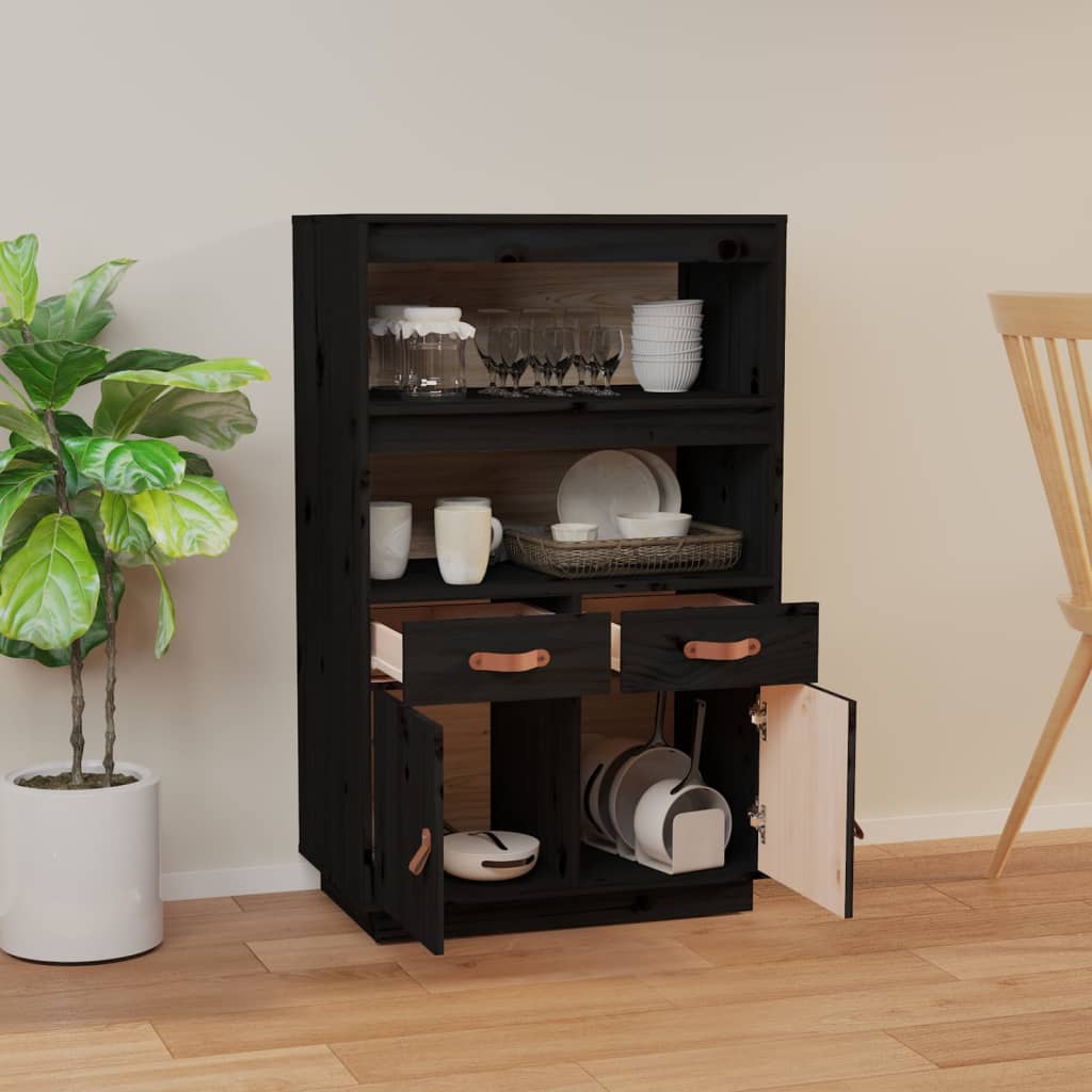 Skåp Svart 67x40x108,5 cm massiv furu