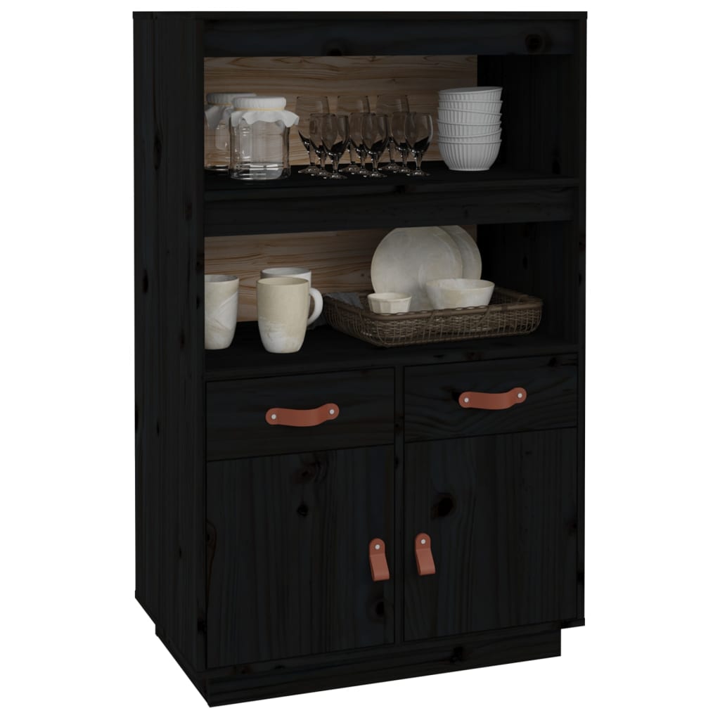 Skåp Svart 67x40x108,5 cm massiv furu