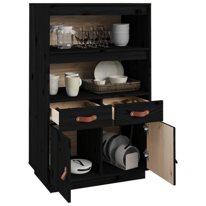 Skåp Svart 67x40x108,5 cm massiv furu