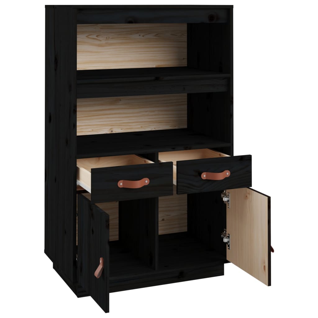 Skåp Svart 67x40x108,5 cm massiv furu