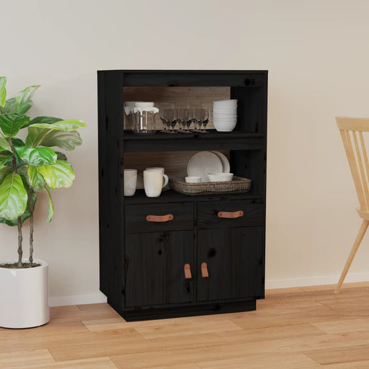 Skåp Svart 67x40x108,5 cm massiv furu