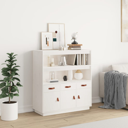 Vitrinskåp Vit 100x40x108,5 cm massiv furu