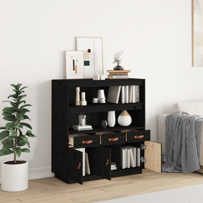 Vitrinskåp Svart 100x40x108,5 cm massiv furu
