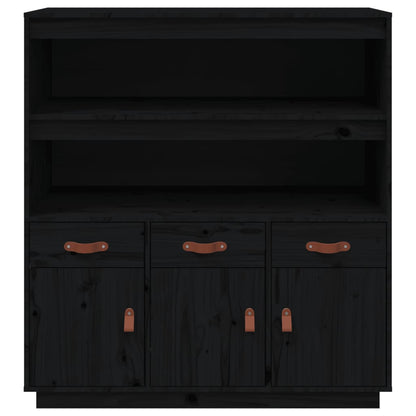 Vitrinskåp Svart 100x40x108,5 cm massiv furu