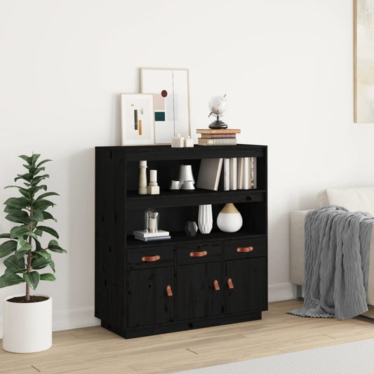 Vitrinskåp Svart 100x40x108,5 cm massiv furu