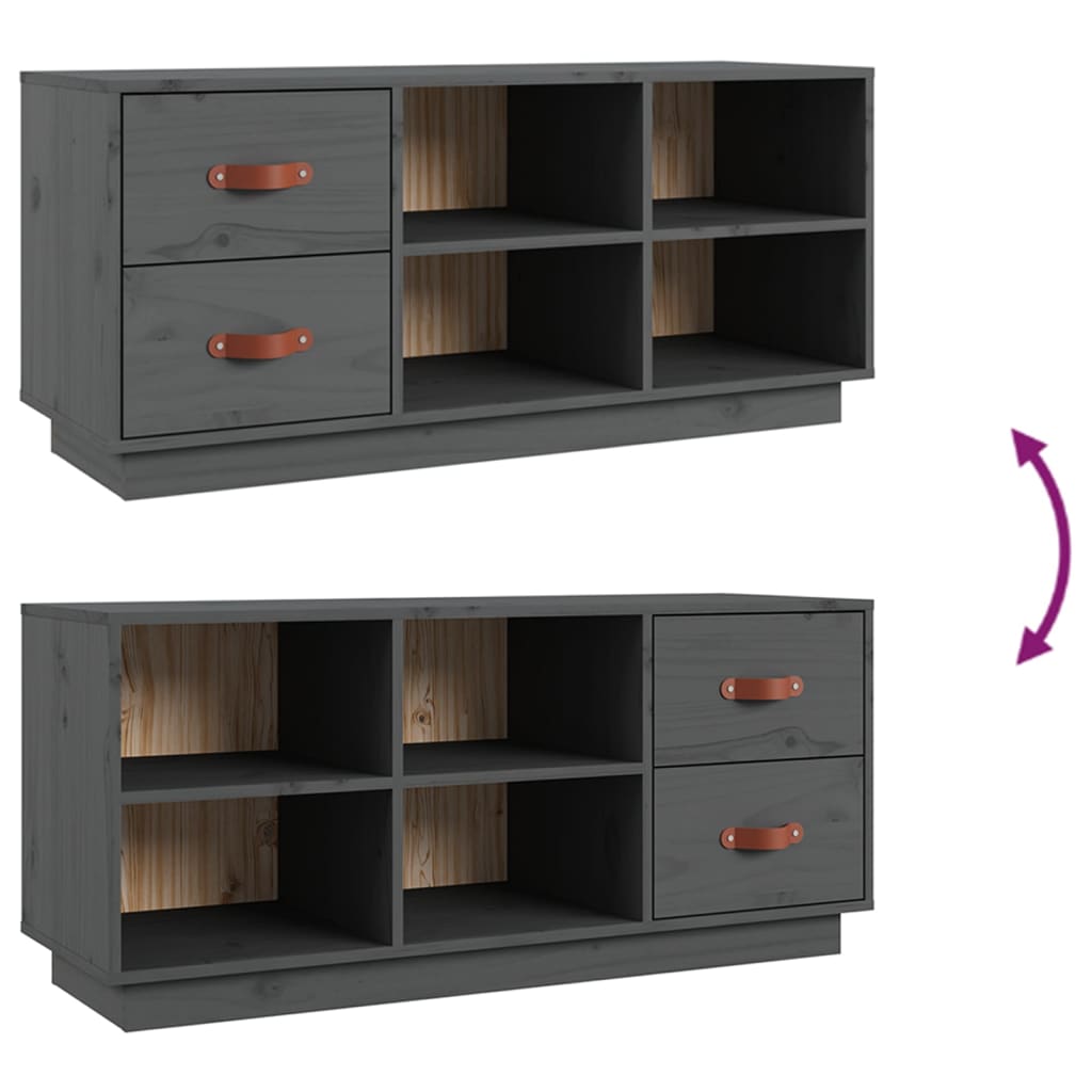 Skoställ Grå Skobänk 100x34x45 cm massiv furu