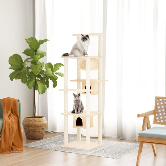 Kattmöbel Klösträd med sisalpelare gräddvit 169 cm