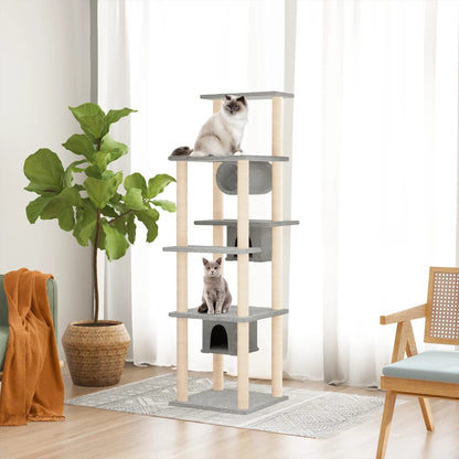 Kattmöbel Klösträd med sisalpelare ljusgrå 169 cm