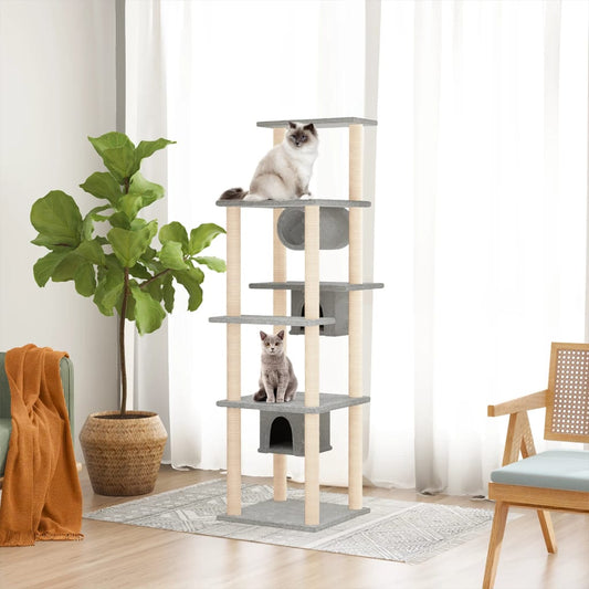 Kattmöbel Klösträd med sisalpelare ljusgrå 169 cm