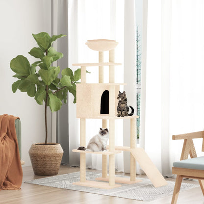 Kattmöbel Klösträd med sisalpelare gräddvit 166 cm