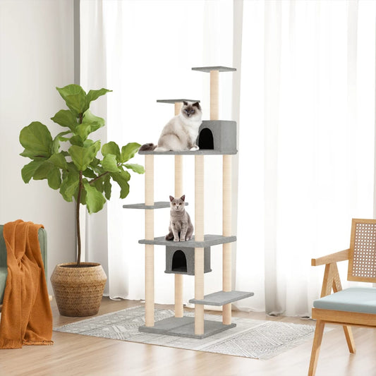 Kattmöbel Klösträd med sisalpelare ljusgrå 176 cm