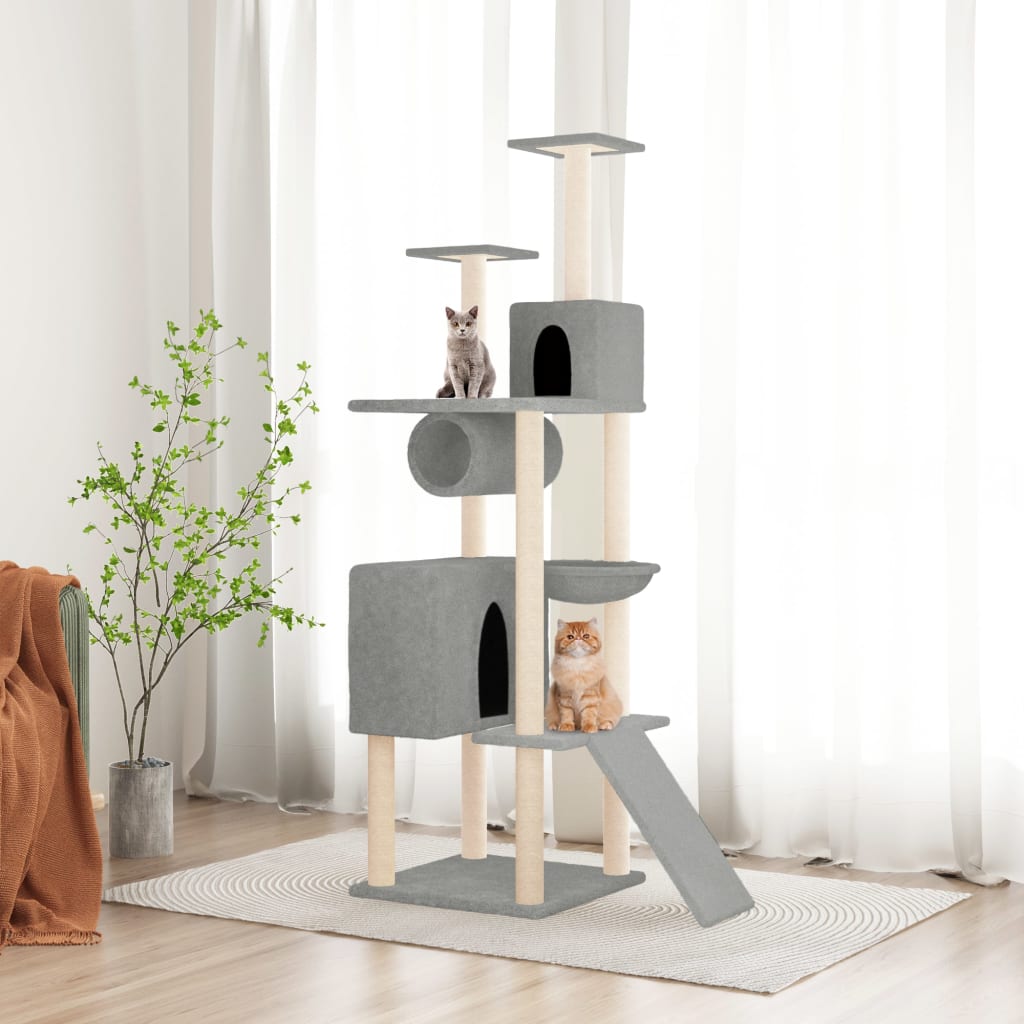 Kattmöbel Klösträd med sisalpelare ljusgrå 168 cm