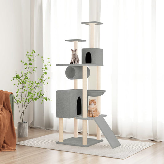 Kattmöbel Klösträd med sisalpelare ljusgrå 168 cm