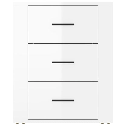 Sängbord vit högglans 50x36x60 cm konstruerat trä