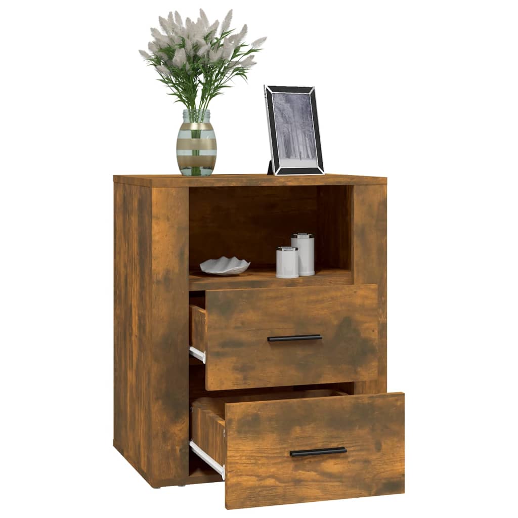 Sängbord Nattduksbord Rökfärgad Ek 50x36x60 cm