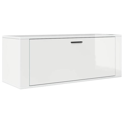Väggmonterat skoställ Högglans Vit 100x35x38 cm