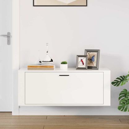 Väggmonterat skoställ Högglans Vit 100x35x38 cm