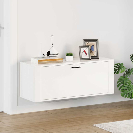 Väggmonterat skoställ Högglans Vit 100x35x38 cm