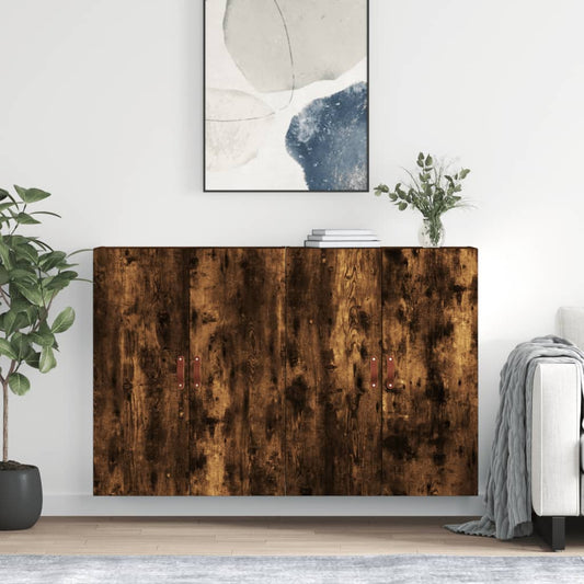 Väggskåp Rökfärgad Ek 2 st 69,5x34x90 cm