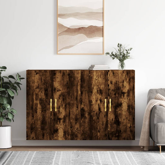 Väggskåp Rökfärgad Ek 2 st 69,5x34x90 cm