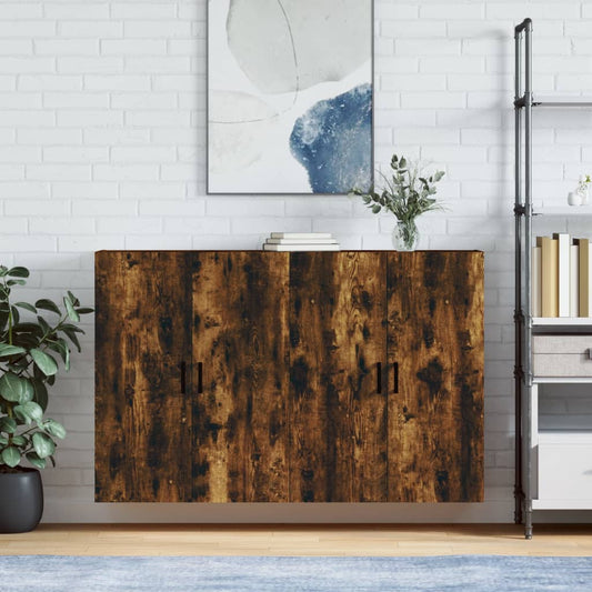 Väggskåp Rökfärgad Ek 2 st 69,5x34x90 cm