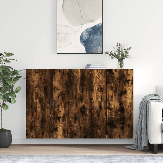 Väggskåp 2 st rökfärgad ek 69,5x34x90 cm