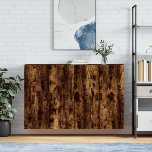 Väggskåp Rökfärgad Ek 2 st 69,5x34x90 cm
