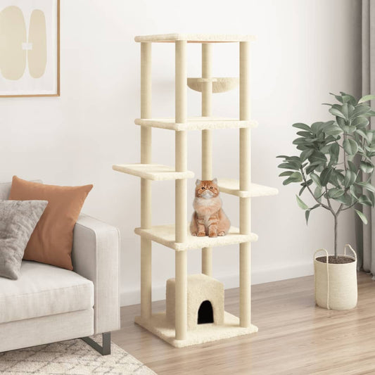 Kattmöbel Klösträd med sisalpelare gräddvit 154 cm