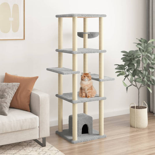 Kattmöbel Klösträd med sisalpelare ljusgrå 154 cm