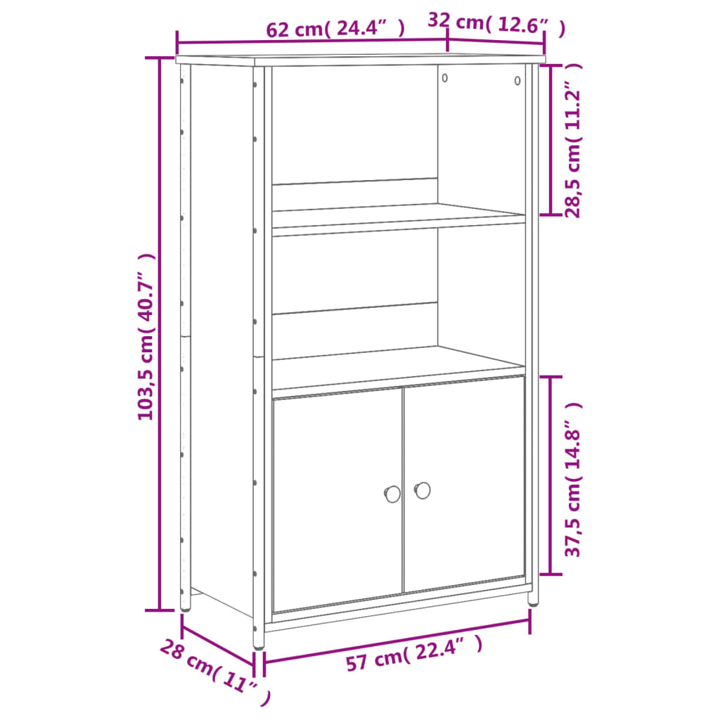 Skåp Rökfärgad Ek 62x32x103,5 cm