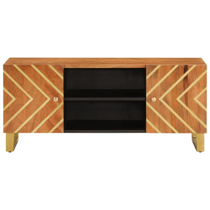 TV-Bänk Svart Brun 105x33,5x46 cm massivt mangoträ